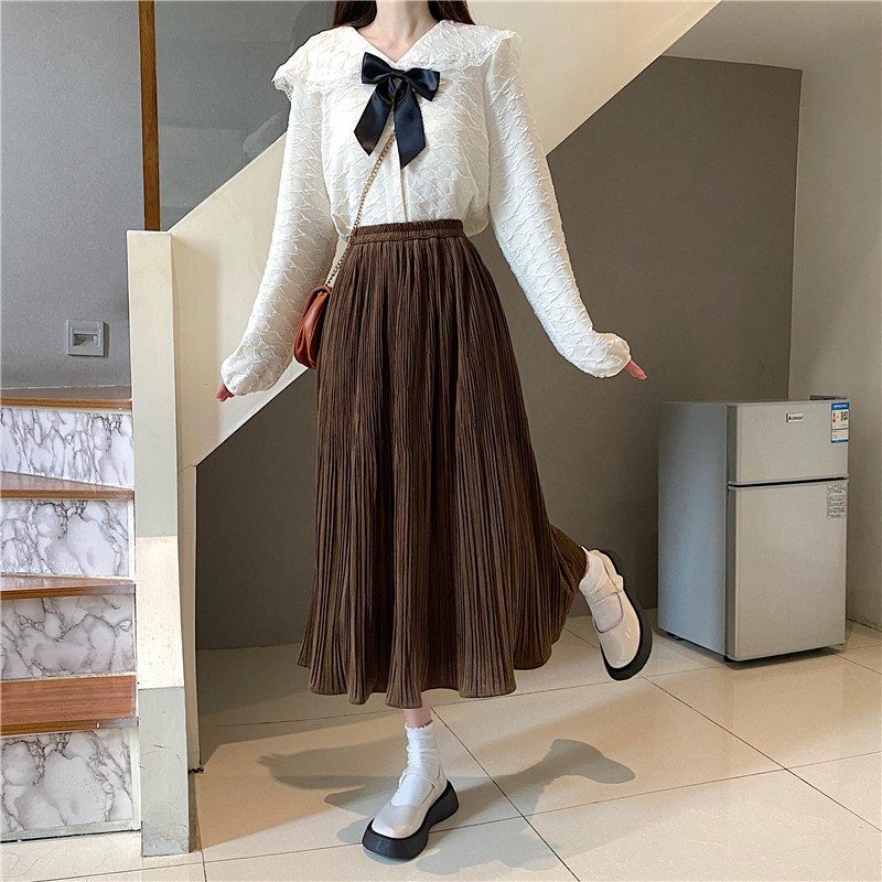 Velvet large yard long dress slim all-match skirt