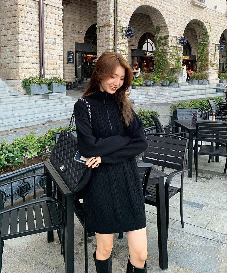 Long knitted sweater dress autumn and winter dress for women
