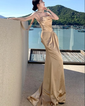 Banquet wedding evening dress gold dress for women