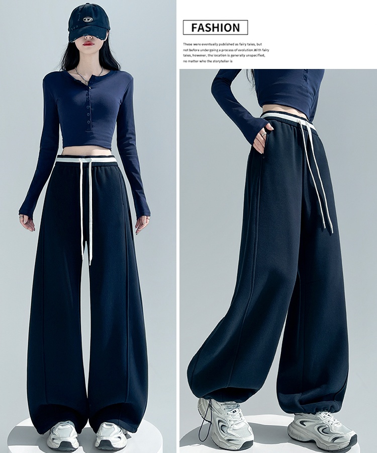 Casual sweatpants all-match wide leg pants for women