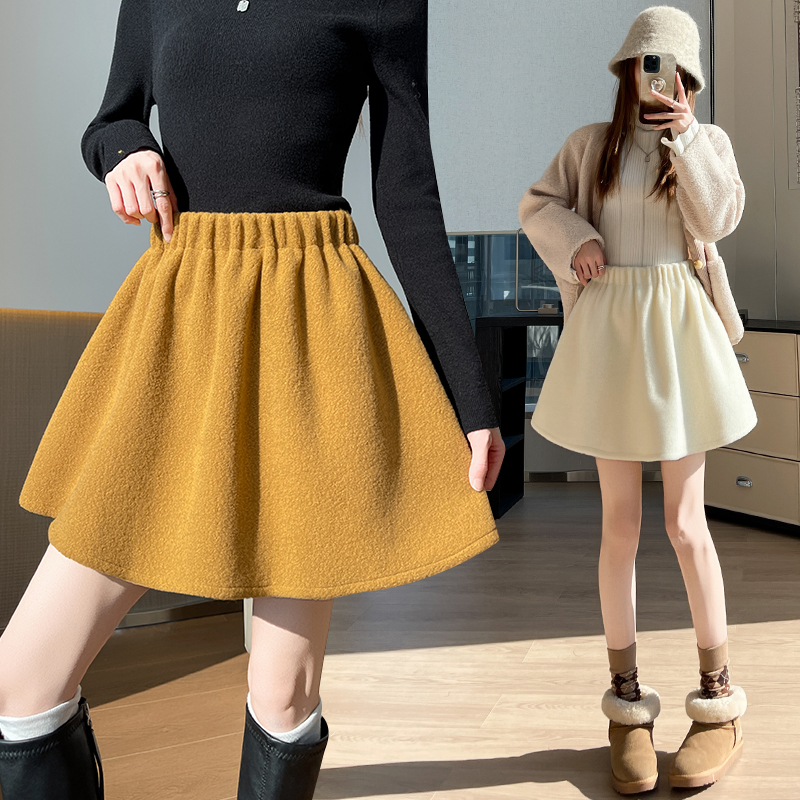 Winter woolen skirt thick A-line short skirt