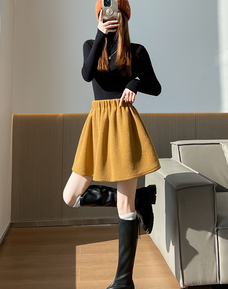 Winter woolen skirt thick A-line short skirt