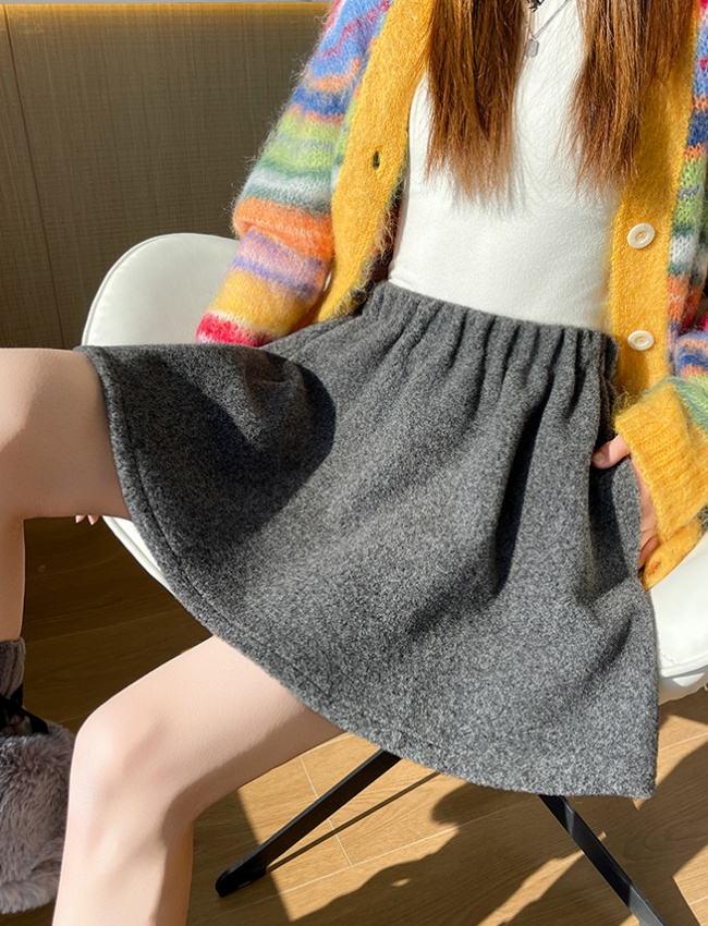 Winter woolen skirt thick A-line short skirt