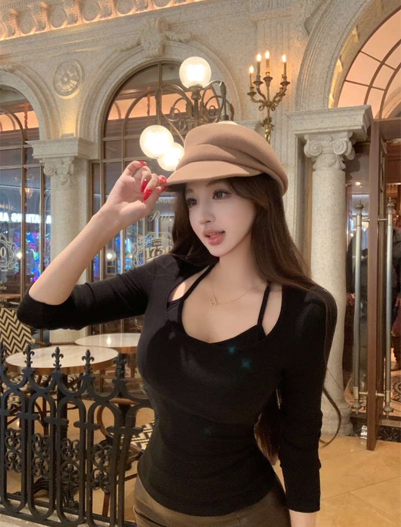 Halter slim square collar bottoming shirt