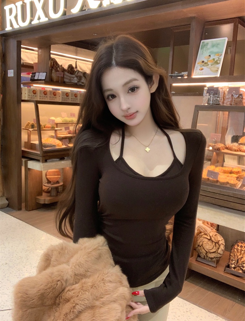 Halter slim square collar bottoming shirt