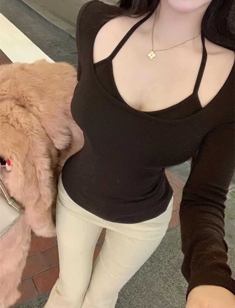 Halter slim square collar bottoming shirt