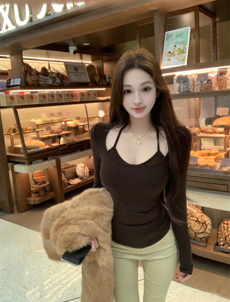 Halter slim square collar bottoming shirt