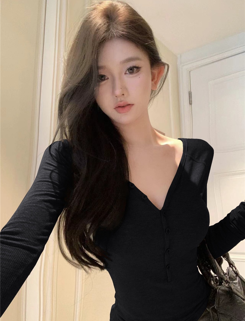 American style retro bottoming shirt autumn tops for women