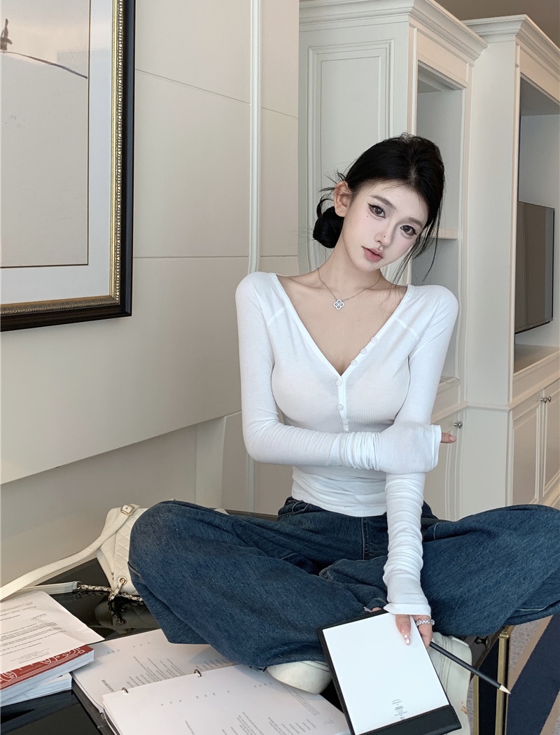 American style retro bottoming shirt autumn tops for women