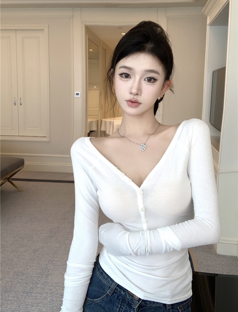 American style retro bottoming shirt autumn tops for women