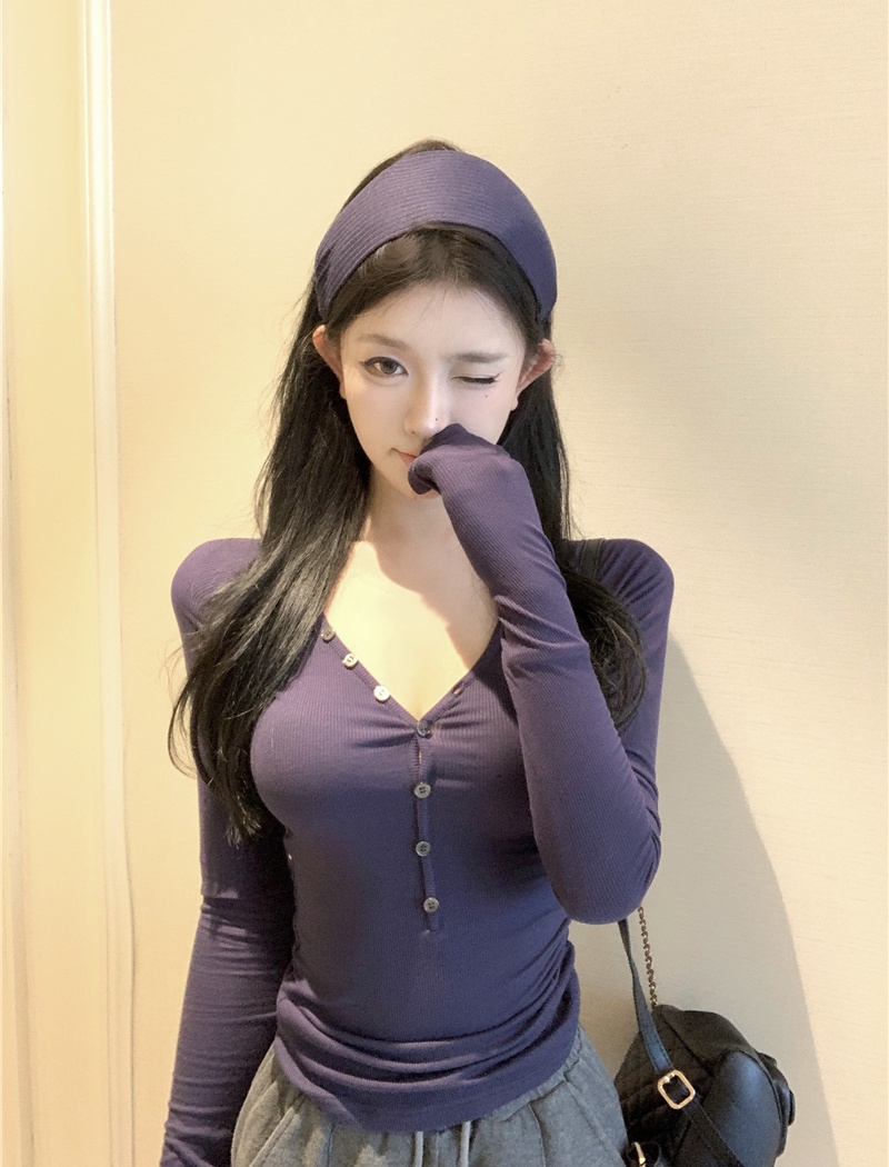 American style retro bottoming shirt autumn tops for women