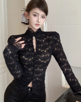 Long sleeve short bottoming shirt temperament tops 2pcs set