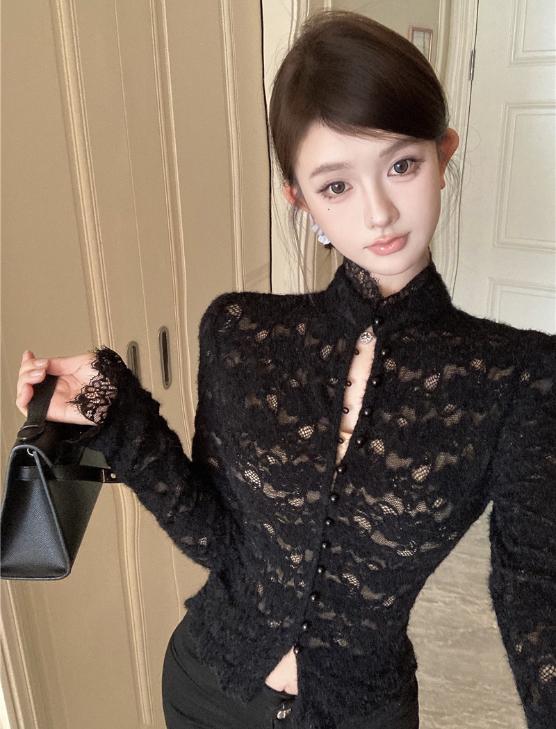 Long sleeve short bottoming shirt temperament tops 2pcs set