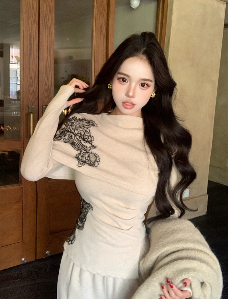 Long sleeve wide leg pants autumn tops 2pcs set