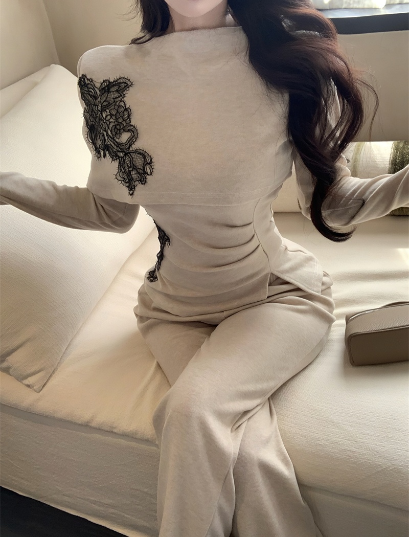 Long sleeve wide leg pants autumn tops 2pcs set