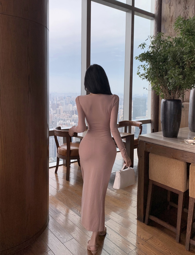 Imitation of cashmere dress split long dress for women