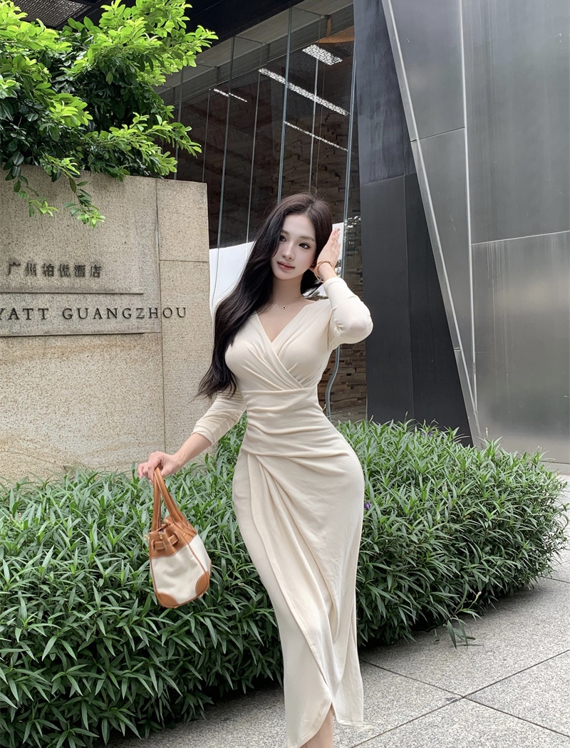 Imitation of cashmere dress split long dress for women