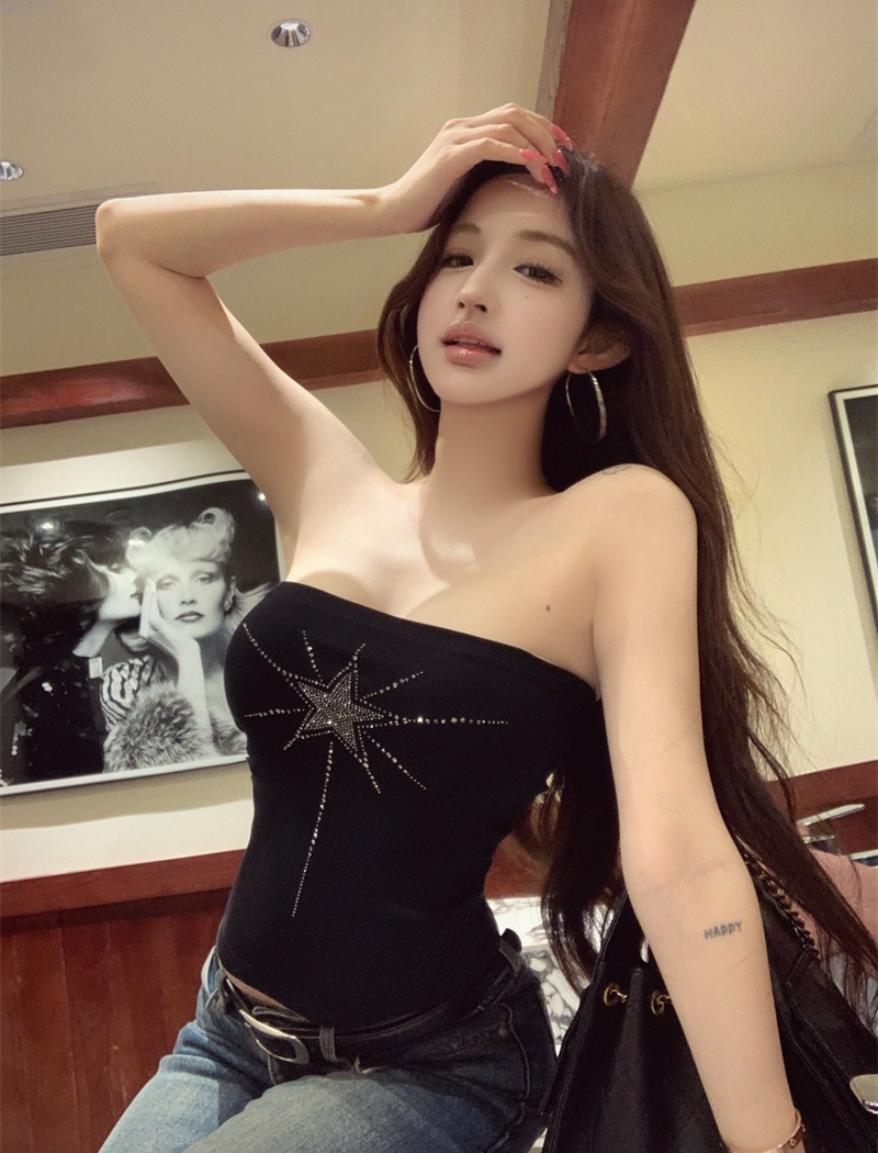 Sexy slim sling tops black spicegirl retro vest for women