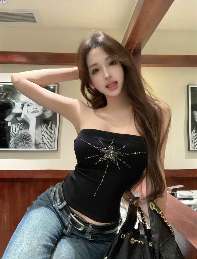 Sexy slim sling tops black spicegirl retro vest for women