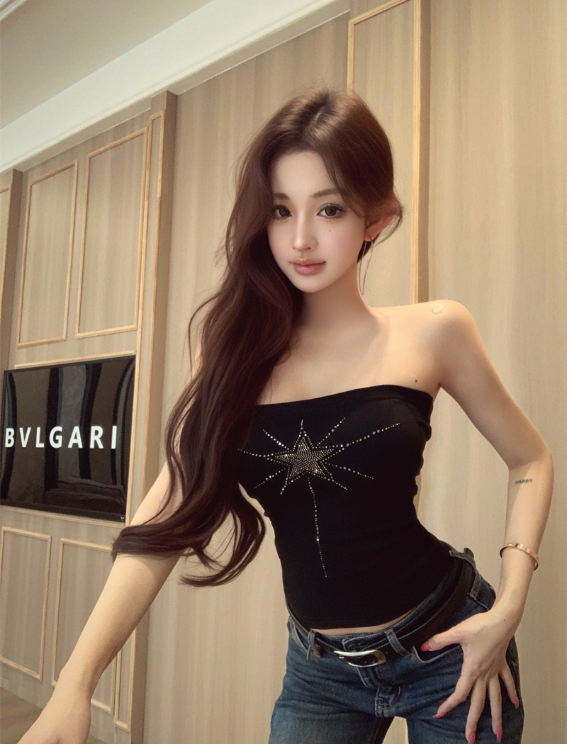 Sexy slim sling tops black spicegirl retro vest for women
