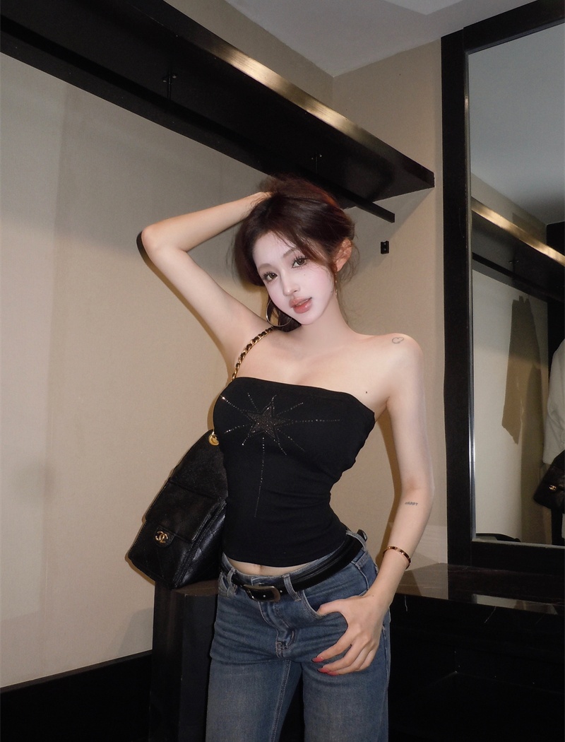 Sexy slim sling tops black spicegirl retro vest for women