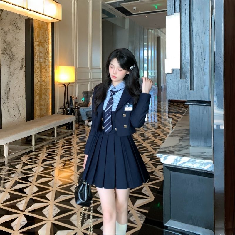 Autumn Woolen dress Pseudo-two coat a set for women