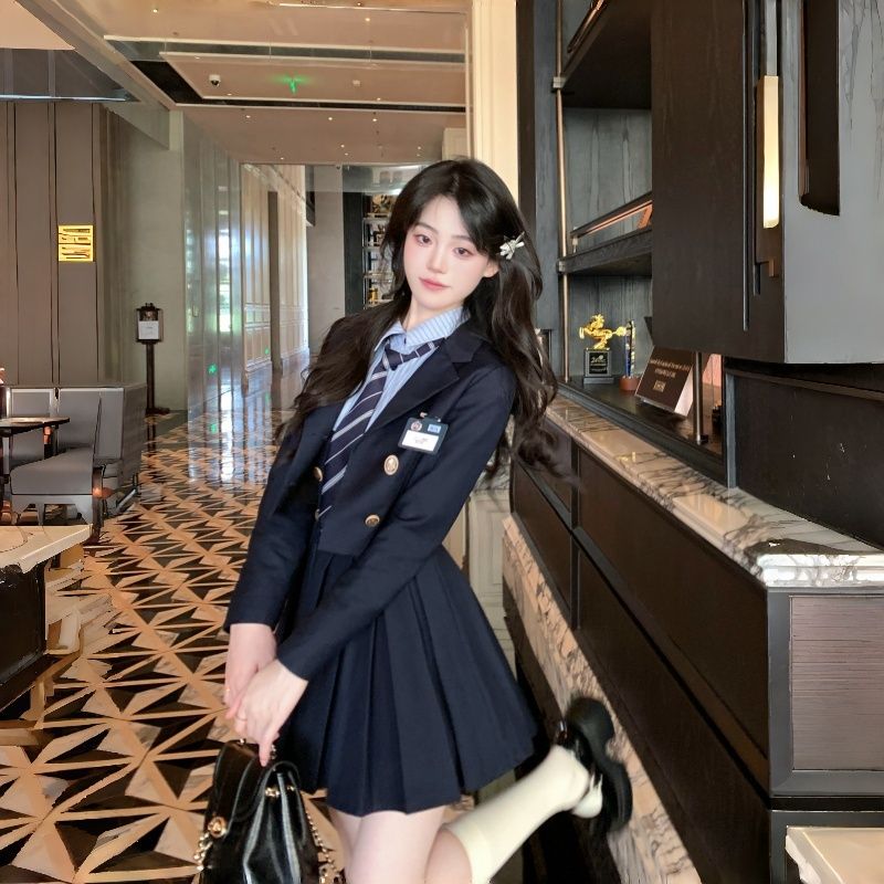 Autumn Woolen dress Pseudo-two coat a set for women