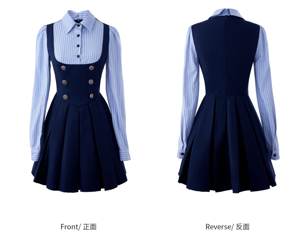 Autumn Woolen dress Pseudo-two coat a set for women