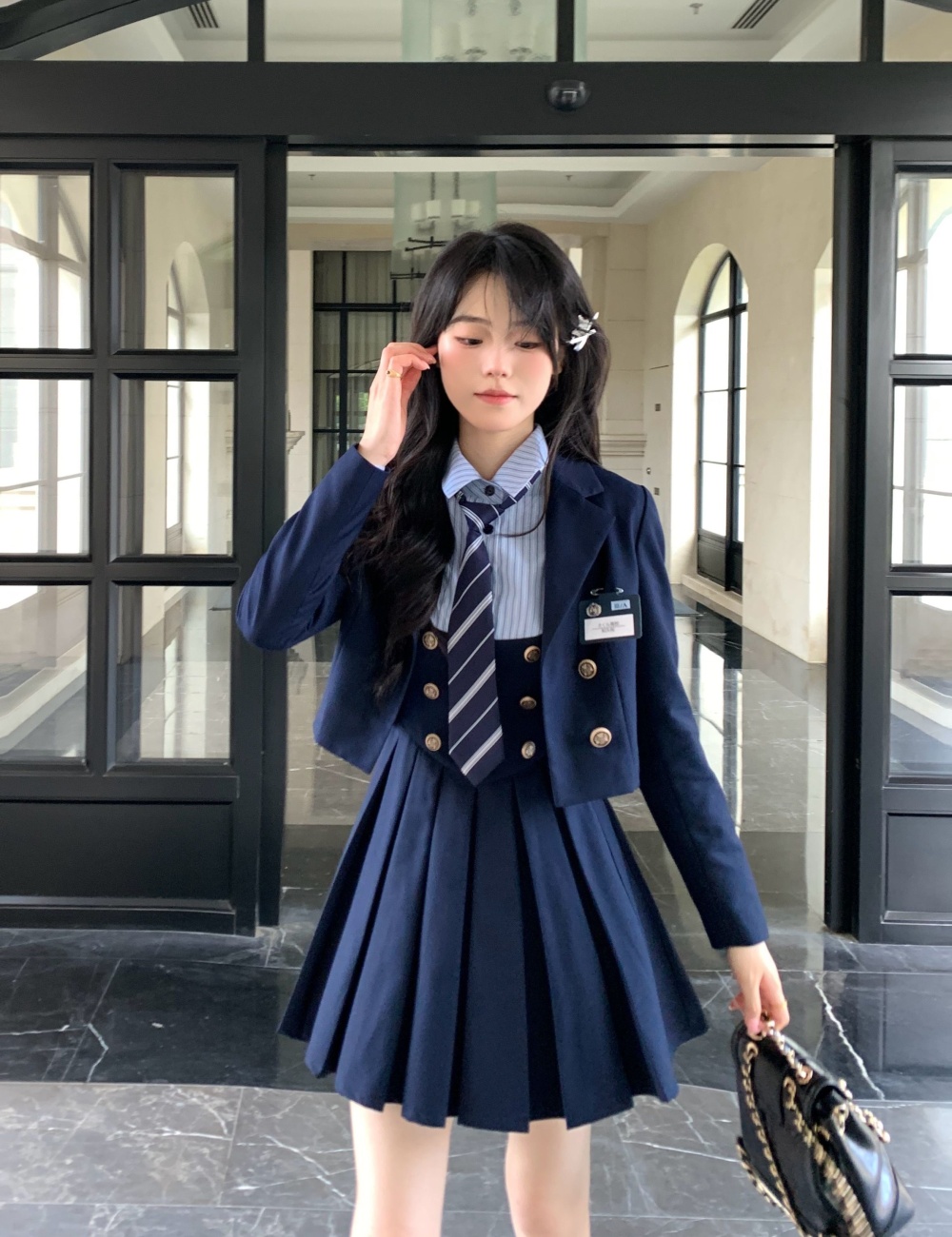 Autumn Woolen dress Pseudo-two coat a set for women