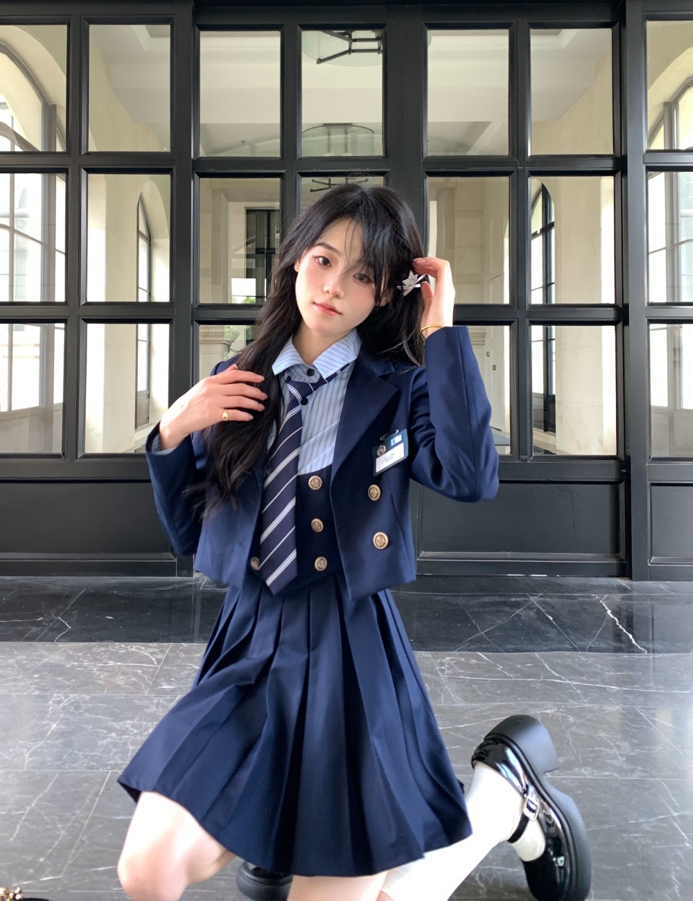 Autumn Woolen dress Pseudo-two coat a set for women