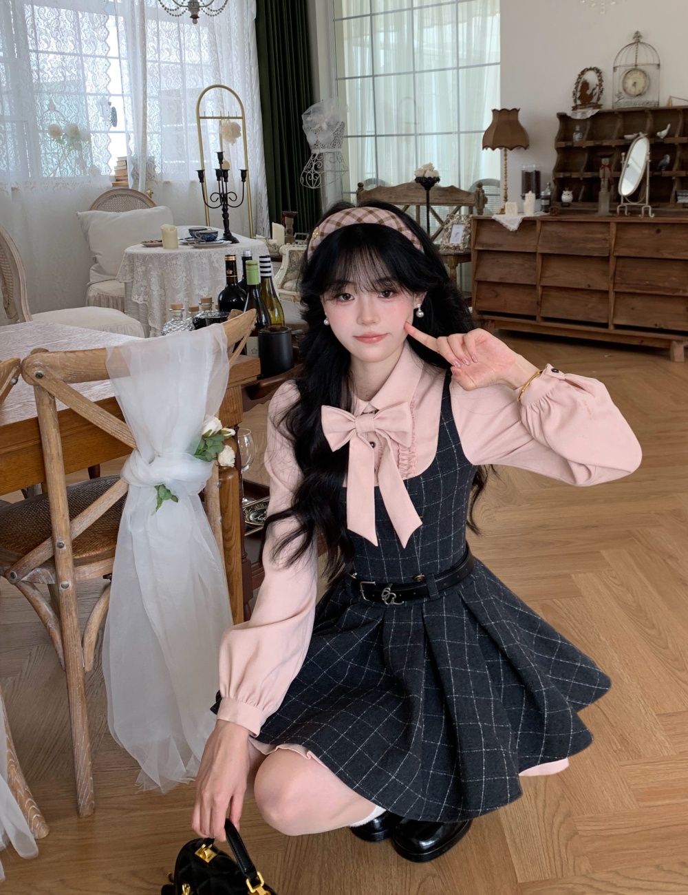 Pleated maiden shirt autumn dress