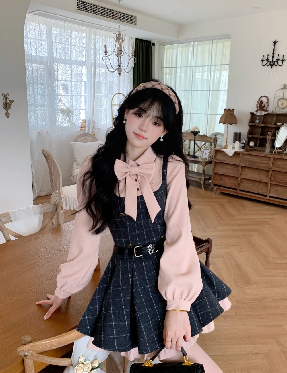 Pleated maiden shirt autumn dress