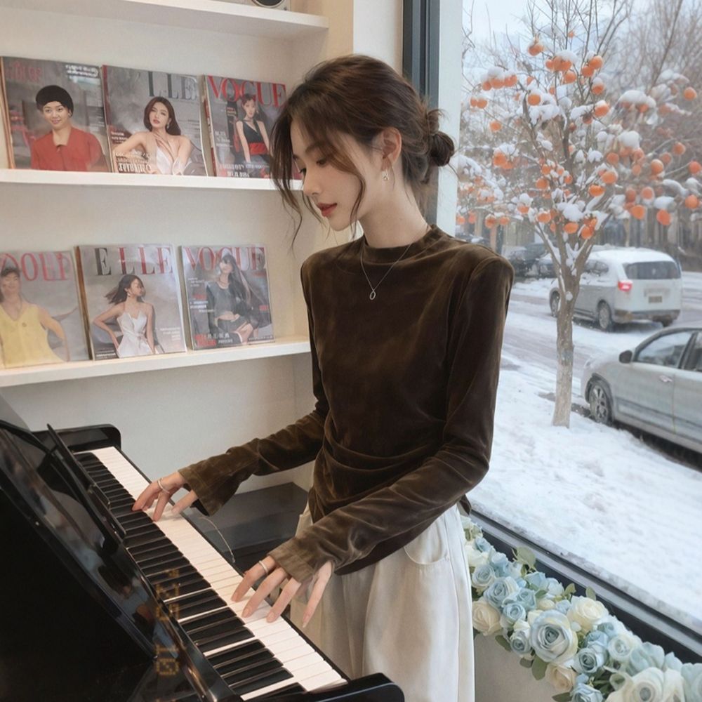 Slim tops niche bottoming shirt for women