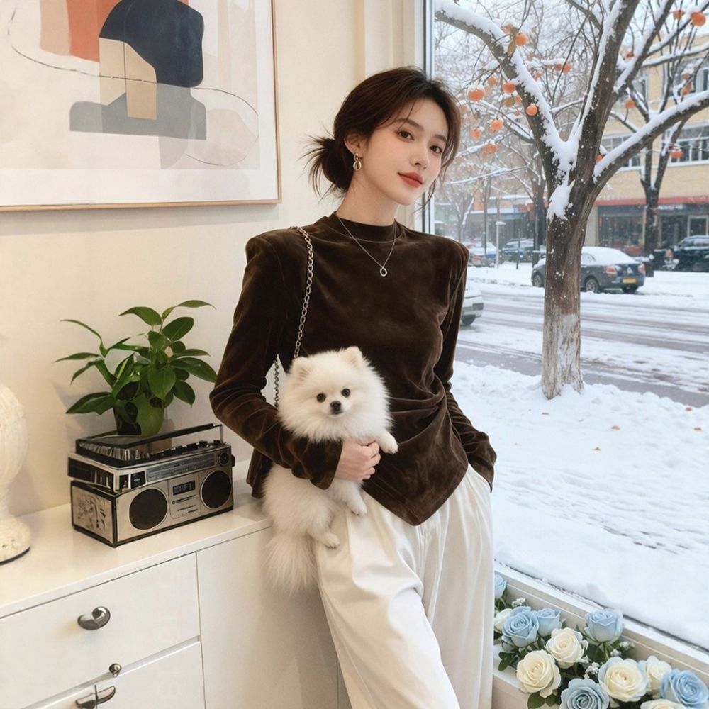 Slim tops niche bottoming shirt for women