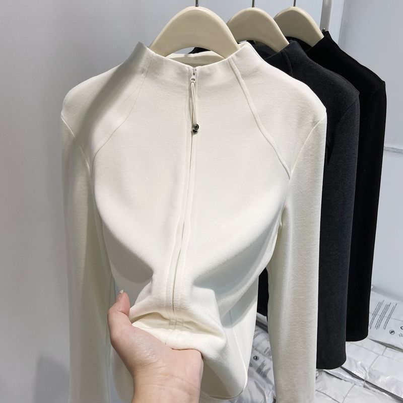 Double zip autumn and winter cardigan inside the ride coat