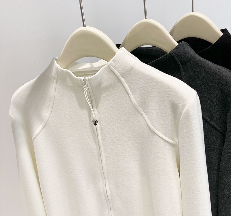 Double zip autumn and winter cardigan inside the ride coat