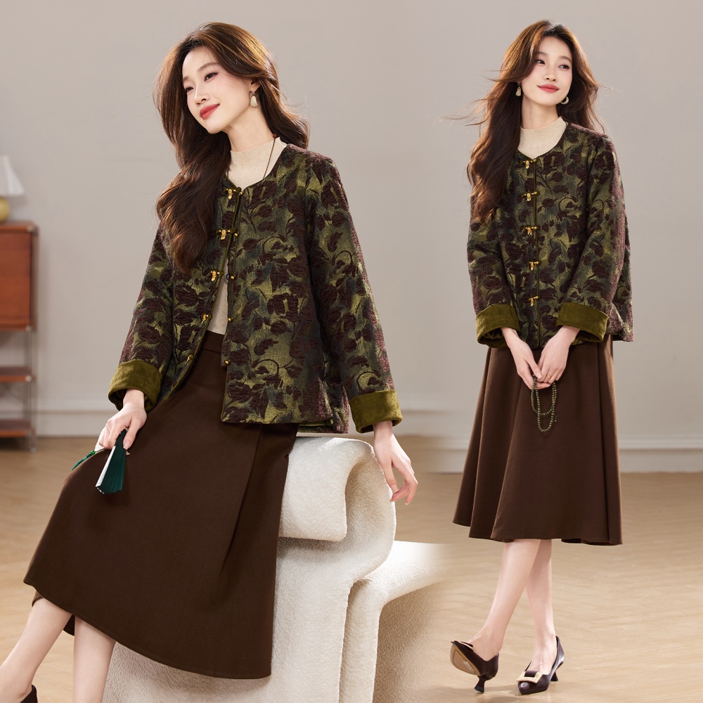 Winter round neck cotton coat thick loose coat for women