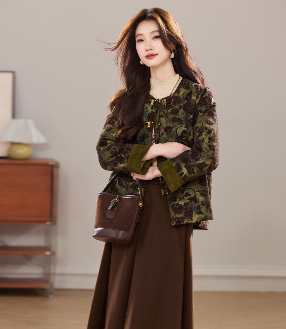 Winter round neck cotton coat thick loose coat for women