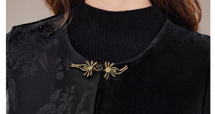 Round neck temperament waistcoat winter dress 2pcs set for women