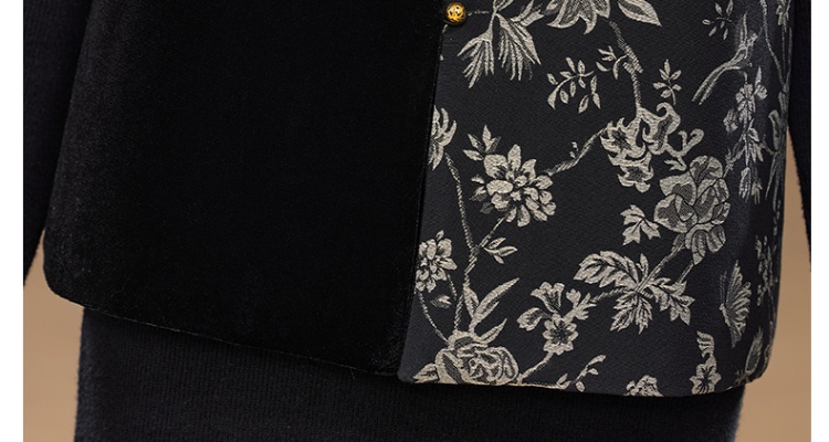 Round neck temperament waistcoat winter dress 2pcs set for women