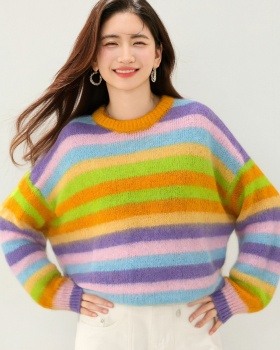Lazy stripe sweater Korean style tops for women