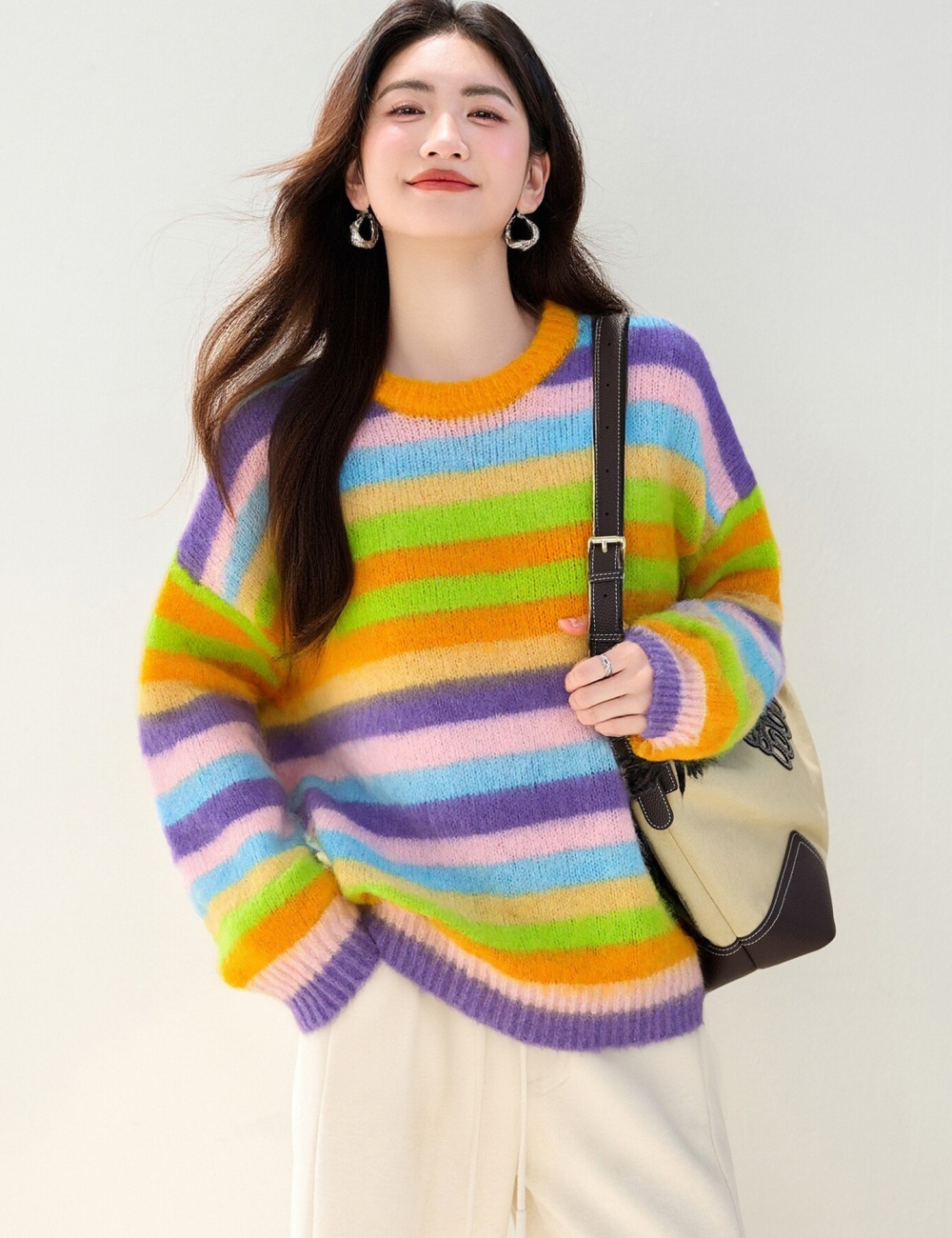 Lazy stripe sweater Korean style tops for women