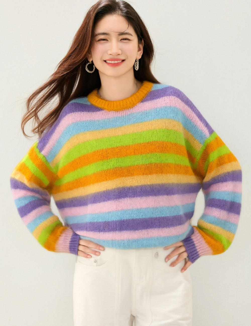 Lazy stripe sweater Korean style tops for women