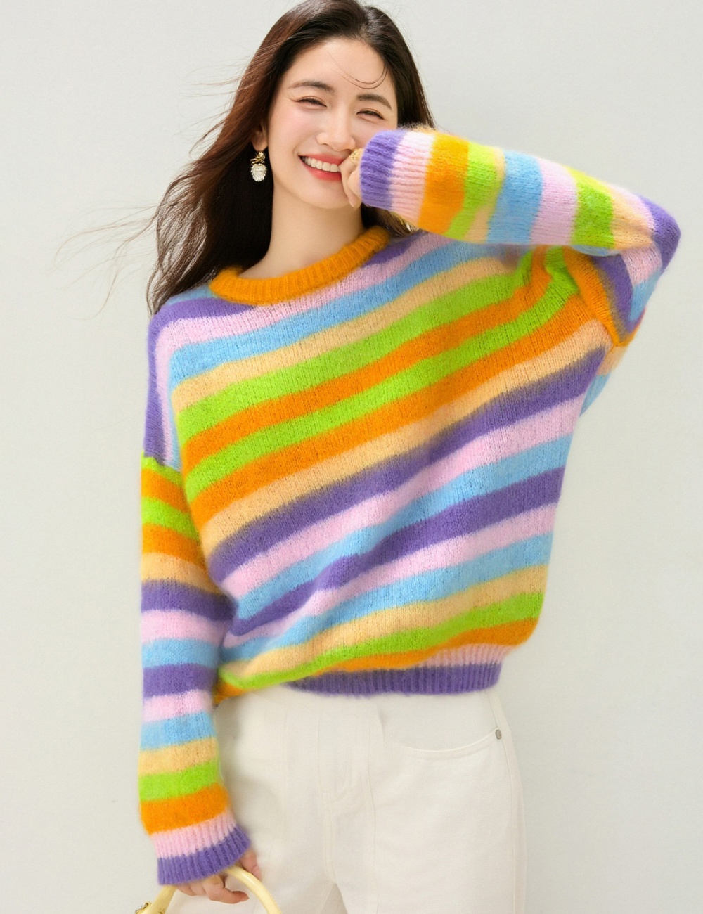 Lazy stripe sweater Korean style tops for women
