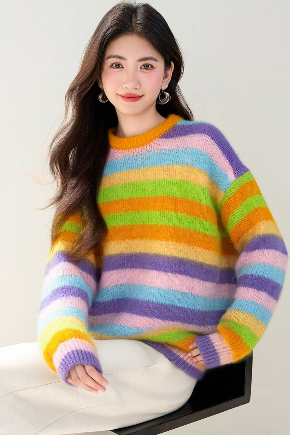 Lazy stripe sweater Korean style tops for women