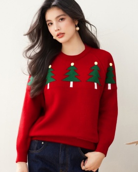 Christmas red tops autumn and winter sweater for women
