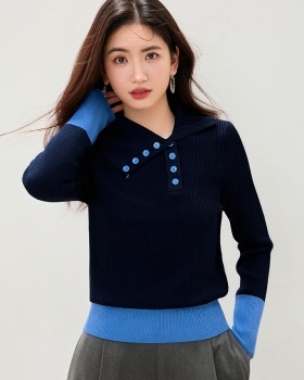 Slim bottoming lapel temperament tops for women