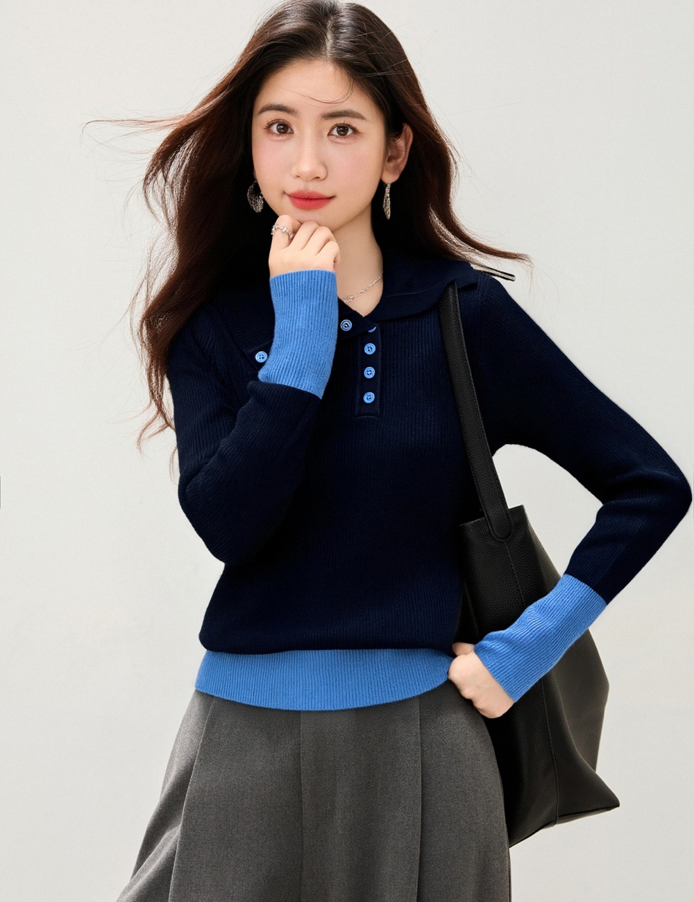 Slim bottoming lapel temperament tops for women