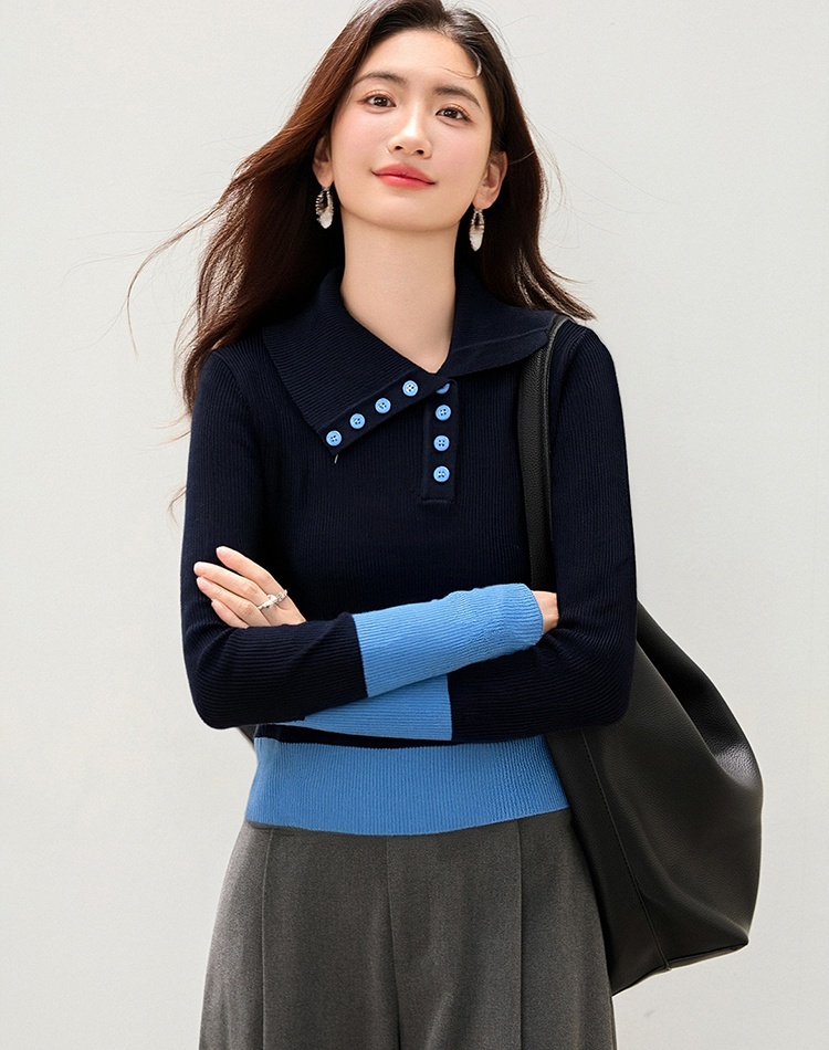 Slim bottoming lapel temperament tops for women