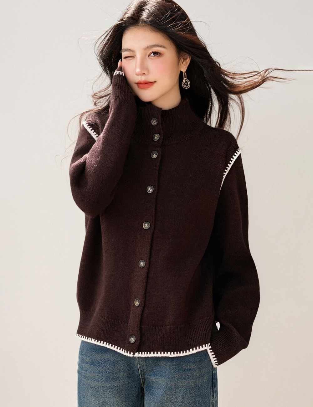 All-match Korean style sweater simple cardigan
